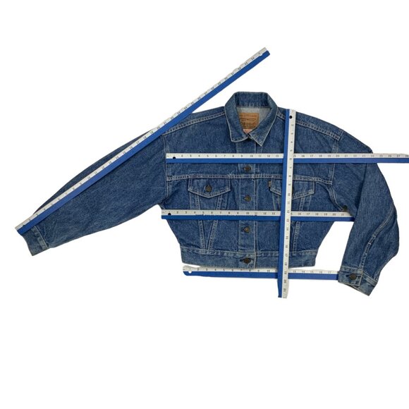 Levis Vintage Denim 674 Trucker Jacket S Blue Cropped Button Front Retro 1987 - Picture 6 of 12